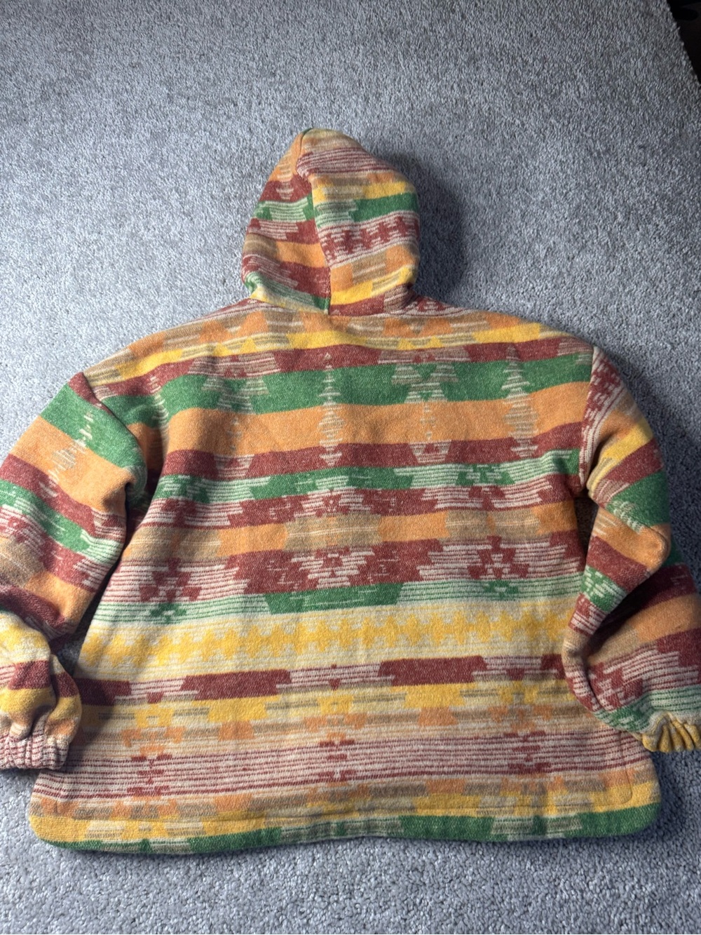 New In Boho Aztec Knit Pullover Hoodie Multi Color Southwestern Size Medium - Picture 2 of 7